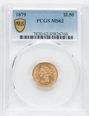 1879 年自由头 2.5 美元鹰金 PCGS 评级 MS62 — 第 1/4 张图片
