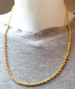 Chaine corde torsadé grand collier 53 cm plaqué or 18 K bijou vintage 2406 - Imagen 1 de 3
