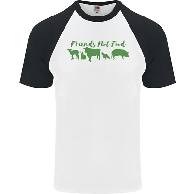 Animals Are Friends Not Food Vegan Mens s/s Baseball T-Shirt - Image 1 of 4