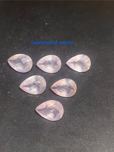 Rose Quartz Pear Checkboard Cut Loose Gemstone 11x8 MM Natural DG - Picture 1 of 7