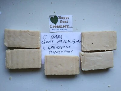 5 BARS SPEARMINT EUCALYPTUS RAW GOAT MILK SOAP HAPPY GOAT CREAMERY BEST DEAL - Image 1 of 4