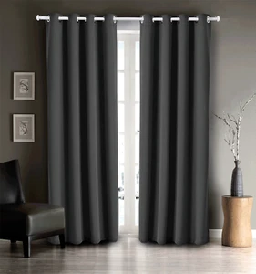 Dark Gray Energy Saver Shade Room Darkening Blackout Curtain Panel Set - Picture 1 of 1