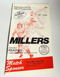 Rotherham United vs Reading football programme Division 3 3rd May 1977