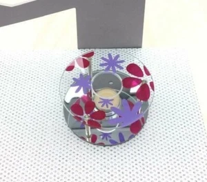 Photophore rond verre et miroir déco fleurs fuschia mauve 8 x 13 cm environ - Imagen 1 de 3