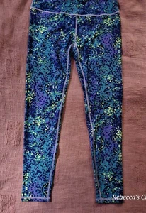 Mujer Moteado Atlético Entrenamiento Yoga Recortado Cintura Alta Leggings Púrpura Verde azulado XL - Imagen 1 de 10