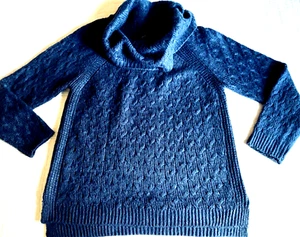 GNW Damen LARGE dunkelblau Pullover Wasserfallausschnitt Pulli Oversize weich Tunika WARM - Bild 1 von 11
