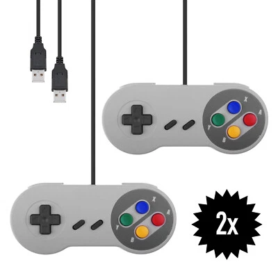 Zwei / 2x USB Controller / Gamepad SNES Design für PC Windows Apple Mac Android