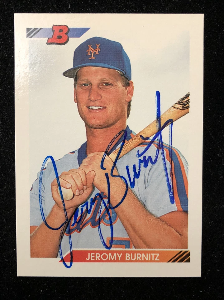JEROMY BURNITZ 1982 BOWMAN ROOKIE RC AUTOGRAPHED SIGNED AUTO BASEBALL CARD 189 - Image 1 of 1