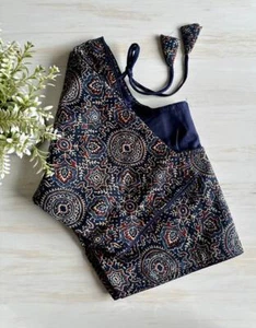 Free Shipping Readymade stitched Cotton Natural Print Round Neck saree Blouse - Picture 1 of 1