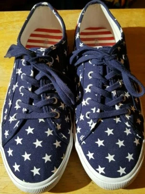 Old Navy Zapatillas Rojo/Blanco/Azul Patriótico Estrellas y Rayas Talla 9 Lona/Cordones Foto 1 de 4