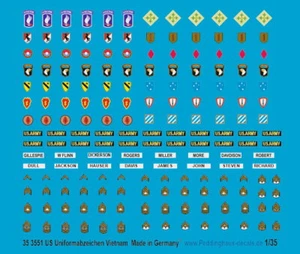 Peddinghaus-Decals 1/35 3551 USA Insignes D'Uniforme Vietnam