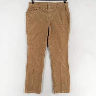 Pantalones St. John's Bay para mujer 14 marrón tostado pierna recta pana algodón elástico Foto 1 de 4