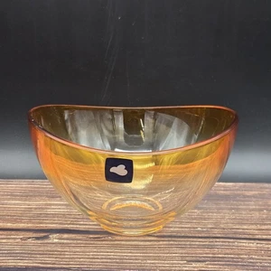 Plato de baratija de caramelo Leonardo Art Glass Bowl naranja hombre Alemania - Imagen 1 de 6