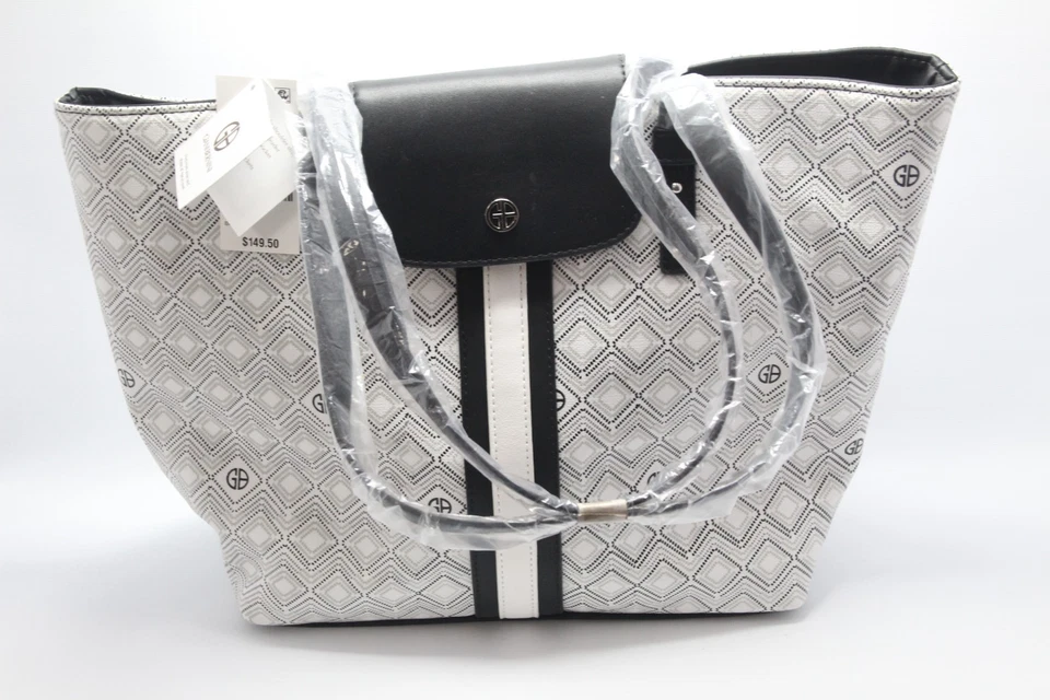 Bolso de Mano/Bolso de Hombro Giani Bernini Saffiano - Nuevo - Diseño Diamante Blanco/Negro 5044WB Foto 1 de 4