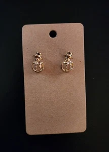 Pendientes de Navidad Joyería Muñeco de Nieve Metal Tono Dorado Tachuela Regalo Festivo de Vacaciones - Imagen 1 de 2