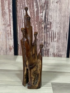 Mozambique Unity Sculpture Wood Hand Carved Intertwined Family Women Family H11" - Picture 1 of 9