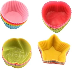 24 Pack Reusable Silicone Baking Cups, 7cm Silicone Cupcake Muffin Baking Cups - Picture 1 of 6