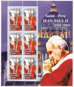 Congo - 2005 - Papa Juan Pablo II - Hoja de 6 estampillas - CON113-06 - Imagen 1 de 1