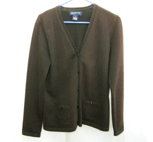 JONES New York Women's (Size Large) Solid Brown Cardigan Sweater Long Sleeve Top - Picture 1 of 4