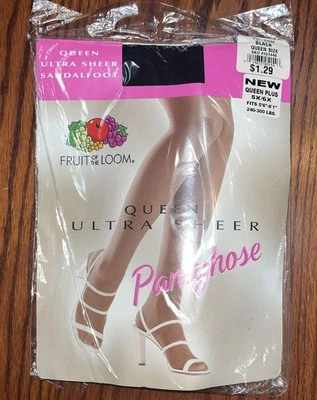 全新 Queen 尺码 5X-6X Fruit of the Loom 黑色 超透明凉鞋 240-300 磅 — 第 1/4 张图片