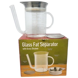Borosilikatglas Soßenabscheider Fettsieb Edelstahl Silikon 32oz - Bild 1 von 7
