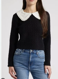 All In Favor Eyelet Peter Pan Collar Sweater Size XL NWT - Picture 1 of 4
