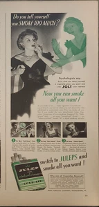 Cigarrillos Juleps 1941 refrigerados como nuevos anuncio de colección 14 x 5 humo demasiado - Imagen 1 de 2