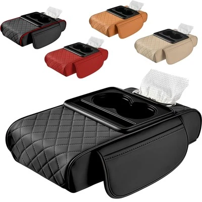 Car Armrest Cushion Center Console Cover with Cup Holder&Tissue Box&Phone Holder - Изображение 1 из 4