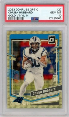 2023 Donruss Optic Chuba Hubbard Gold Vinyl Prizm #1/1 Panthers PSA 10 - Image 1 of 2