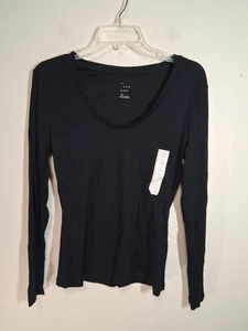 Neu mit Etikett A New Day Langarm-T-Shirt gerippt Freizeit schwarz Größe Small - Bild 1 von 6