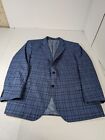 Peter Millar Suit Jacket Men's 48R Blue Check Plaid 100% Wool Sport Coat Blazer