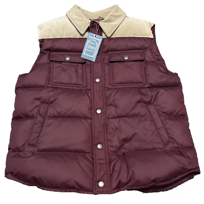 Chaleco de pana Gant By Michael Bastian Puffer Borgoña Stockbridge para hombre L Foto 1 de 4