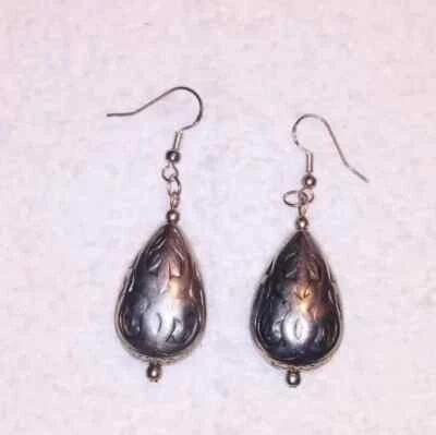 Pendientes plata de ley pendientes vintage lágrima hinchada con pendientes franceses Foto 1 de 3