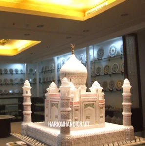 Regional White Marble Taj Mahal Replica Gift Handmade Work Historical Arts Decor - Imagen 1 de 2