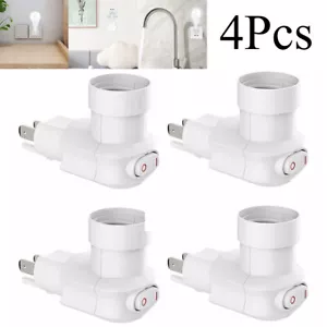 4X E26/E27 Plug in Light Socket 3-Prong Outlet Socket Adapter with On/Off Switch - Picture 1 of 13
