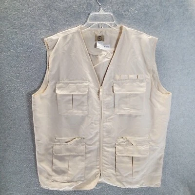 Chaleco Haband Hombres Grande Beige Viajeros Bolsillos con Cremallera Completa Sin Mangas Exterior Peces Foto 1 de 4