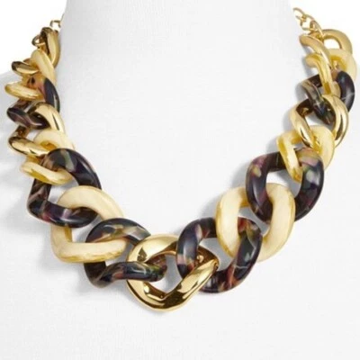 Nuevo Collar Distintivo Collar Tono Dorado Eslabón de Cadena Tortuga y Barra de Chuchería Foto 1 de 4