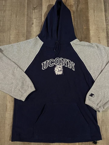 Vintage Starter UConn Huskies Fleece Hoodie Sweatshirt SIZE LARGE Cover