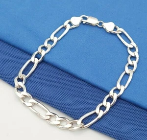 Bracciale Catena Maglia Argento Sterling 925 Solido 9" ITALIA - Foto 1 di 8