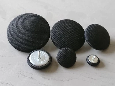 Black Suit Fabric Buttons 10mm 16mm 18mm 20mm 23mm 25mm 31mm 37mm Small & Large - Image 1 of 4