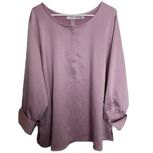 Sejour hellrosa Zephyr Bluse Größe NEU Langarm seidiges Oberteil Übergröße 1X - Bild 1 von 5
