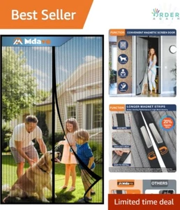 Magnetic Mesh Screen Door Heavy Duty Pet Kid Friendly Fits 38x82 Inch - Picture 1 of 7