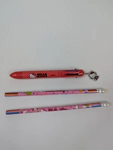 Sanrio Hello Kitty rot weiß gepunktet mehrfarbig Klickstift und 2 neue Bleistifte - Bild 1 von 6