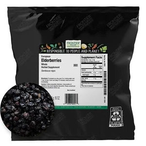 Frontier Co-op Dried Elderberries, 2lb Bulk Bag, European Whole | Kosher & No... - Picture 1 of 8