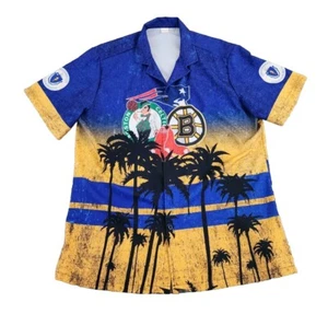 Boston Celtics Red Sox Bruins Patriots Shirt Mens Large Hawaiian Camp Adult A45 - Picture 1 of 13