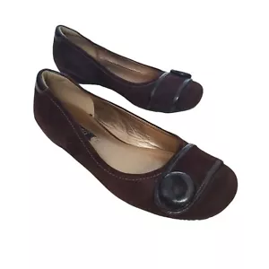 Ecco Womens Bouillon Leather Flats 100% Suede Coffee EU Size 36 US Size 6. - Picture 1 of 9