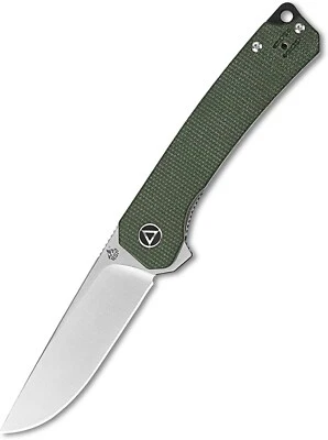 QSP Knife Osprey Folding Knife 3.25" 14C28N Steel Blade Green Micarta Handle