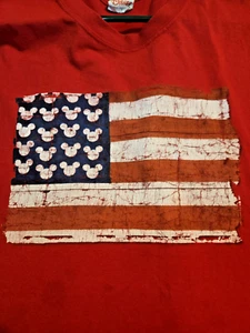 Vintage Disney Shopping Dot Com Mickey Mens Red T Shirt XL USA Flag - Picture 1 of 9