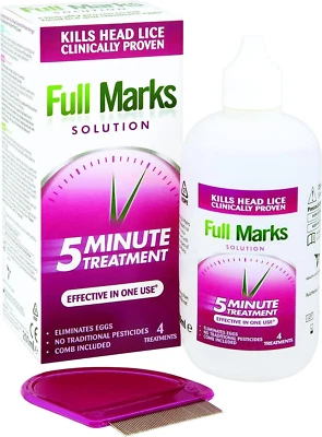 Full Marks Solution 4 Treatments to Kill Head Lice and Nit Eggs 200 ml FAST SHIP - Image 1 of 4