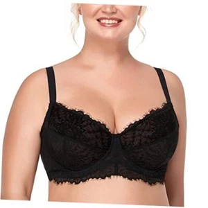 Minimizer Bra for Women - Plus Size Bra with Underwire Woman's 36DDD Black - Picture 1 of 7